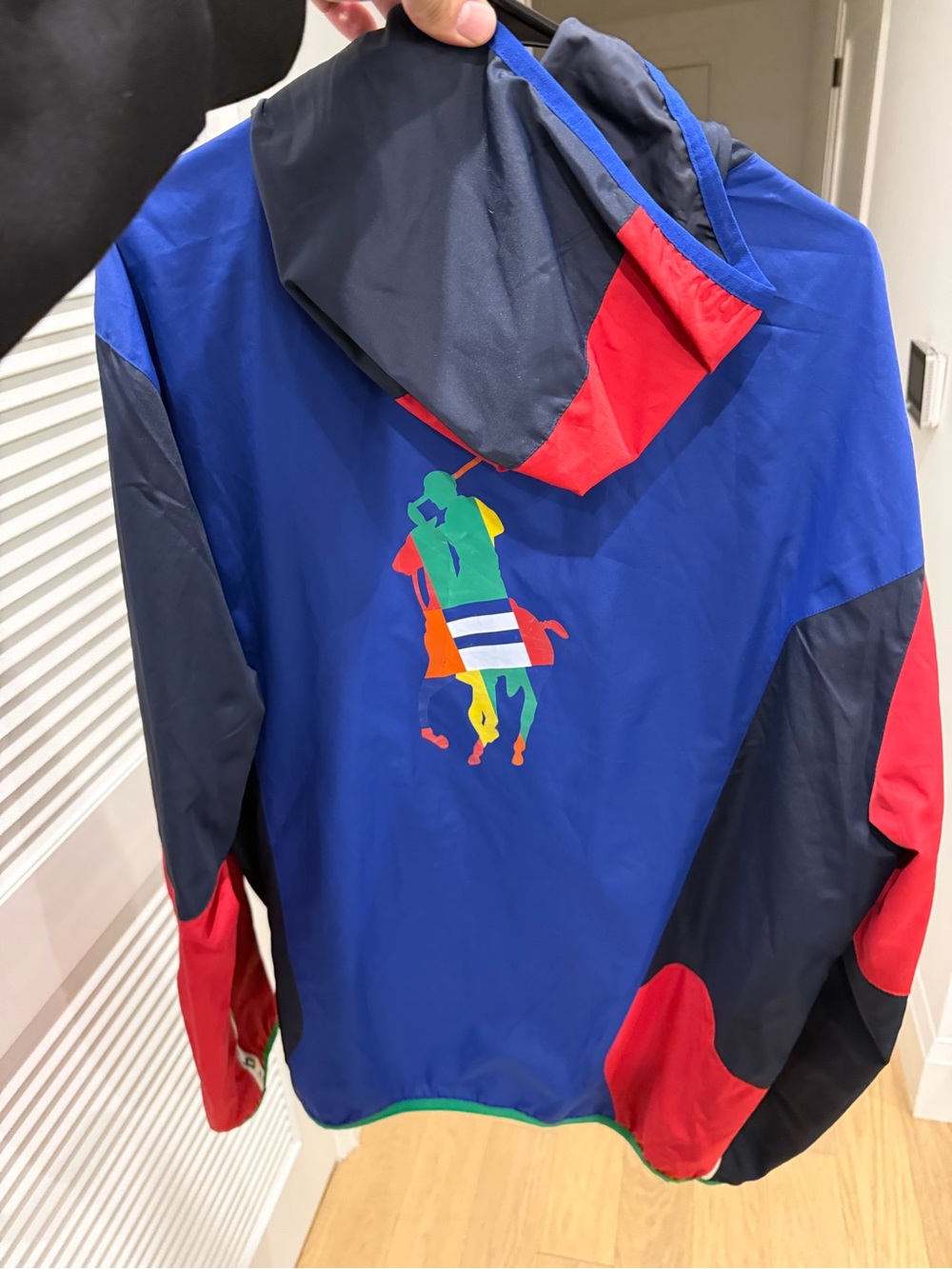Polo by Ralph Lauren Green, Navy & Red Colorblock Hooded Windbreaker - Picture 2 of 2